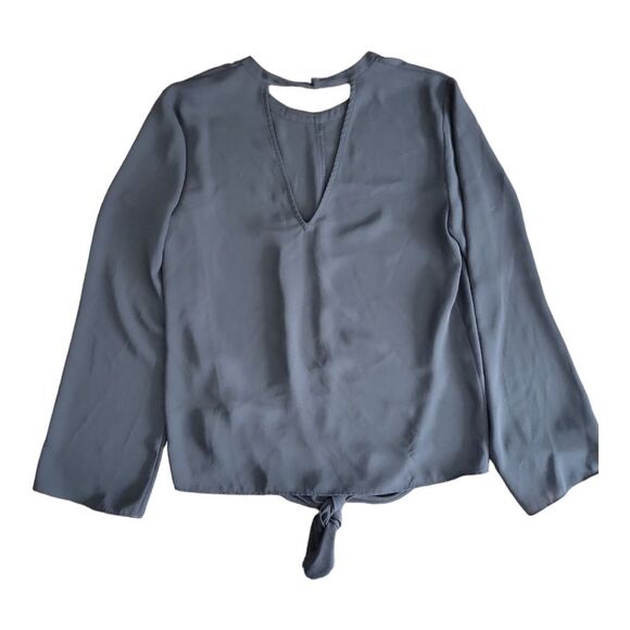 Madewell Black Tie Front Blouse w/ Back Cut-out Size XS - Picture 3 of 6